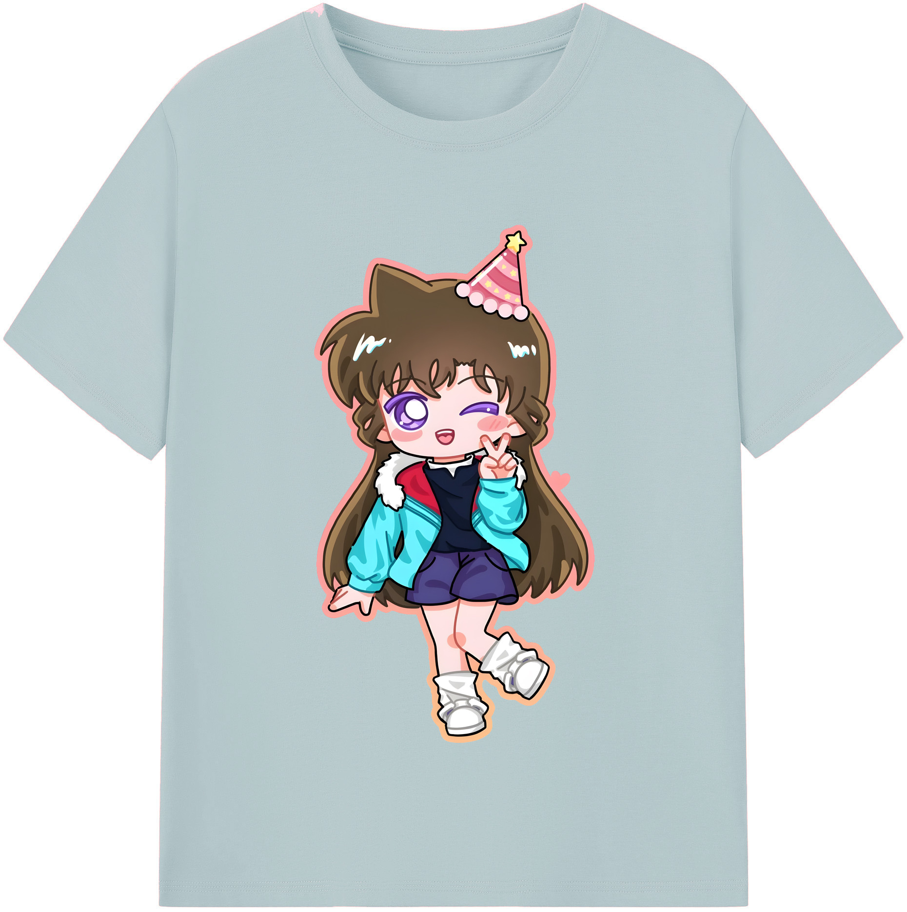 （画像用） 名探偵コナン 毛利 蘭 もうり らん、モーリ ラン Detective Conan Rachel Moore 綿100％半袖Tシャツ（フロントプリント）